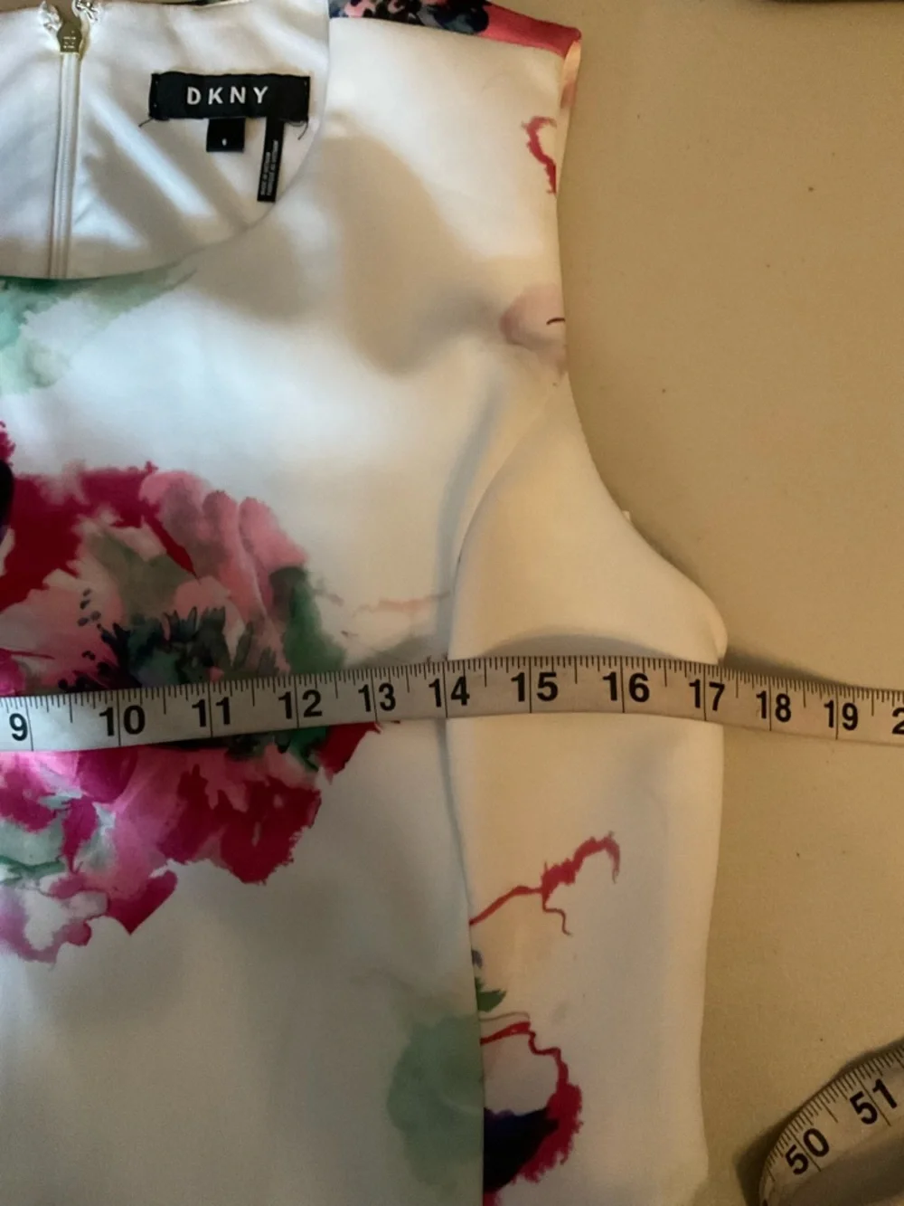 DKNY White Floral Sleeveless Fit & Flare Dress Size 6 - Picture 7 of 10